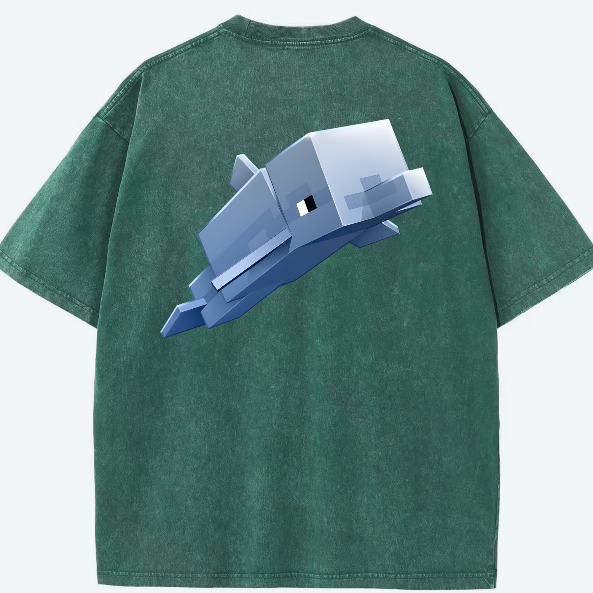 （画像用） マインクラフト ブロックの世界 Minecraft MC Block world 綿100% ヴィンテージ風 半袖Tシャツ（背面プリント）